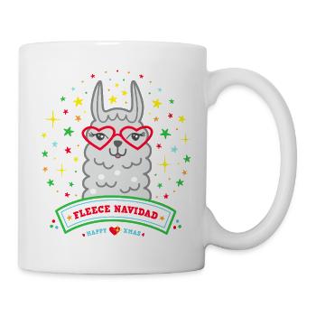Lama mit Herzbrille Fleece Navidad Happy Xmas - Tasse - Weiß - Rechts
