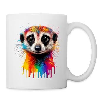 Impression de portrait de suricate coloré - Mug blanc - blanc - Droite