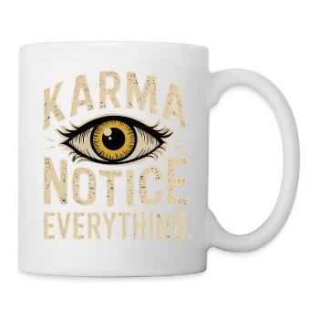 Karma Notice Eye Design, Motivational Saying  - Mug - white - Right