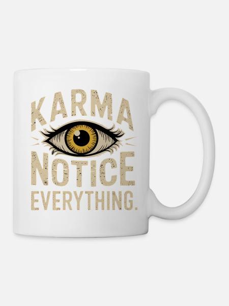 Karma Notice Eye Design, dicton motivant - Mug blanc - blanc