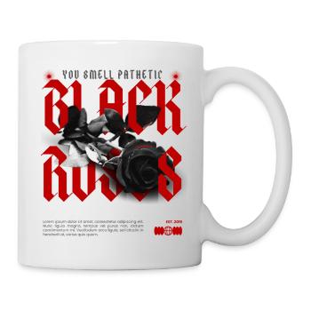 Rebellische schwarze Rose mit Statement - Tasse - Weiß - Rechts