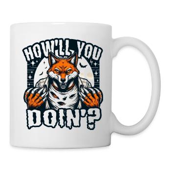 Werwolf-Fuchs: Howl You Doin? Halloweennacht - Tasse - Weiß - Rechts