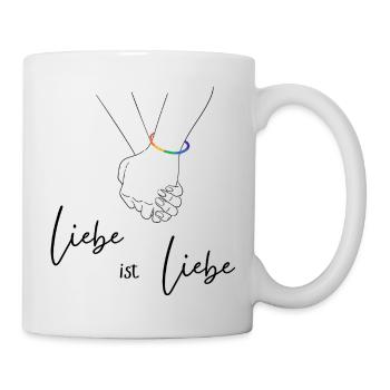 Conception de la ligne de cœur arc-en-ciel - Love is Love - Mug blanc - blanc - Droite