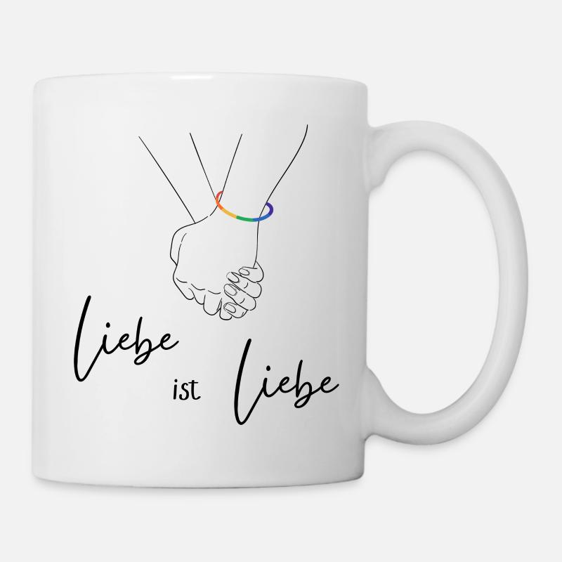 Regenbogen Herzlinie Design - Liebe ist Liebe - Tasse - Weiß
