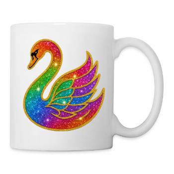Regenbogen Glitzer Schwan Mutter - Tasse - Weiß - Rechts