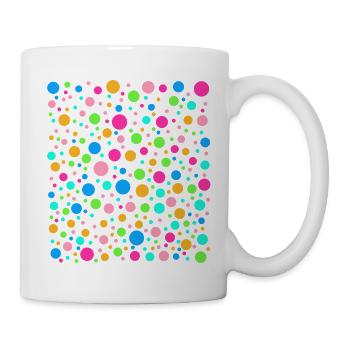 Fleckiges Regenbogen-Punkte-T-Shirt - Tasse - Weiß - Rechts