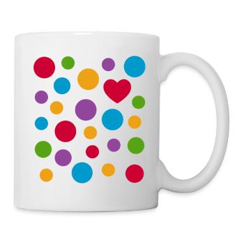 Spotty Dots Heart T-Shirt – Bunt gefleckte Liebe - Tasse - Weiß - Rechts