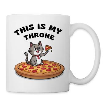 Chat de dessin animé sur pizza – C’est mon trône - Mug blanc - blanc - Droite