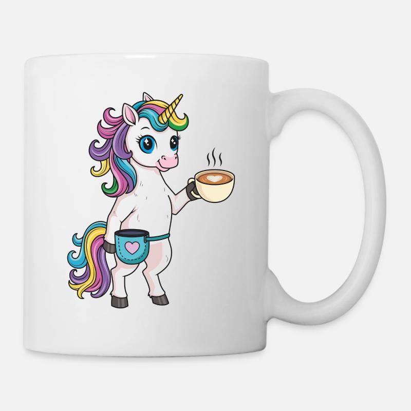 Einhorn mit Kaffee und Chalkbag - Tasse - Weiß