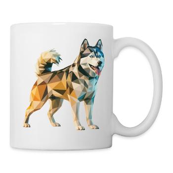 Siberian Husky - Cooles Low Poly Logo - Tasse - Weiß - Rechts