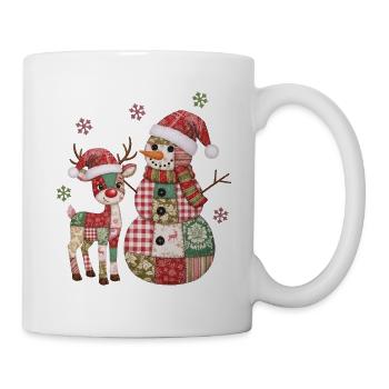 Patchwork bonhomme de neige et renne - Mug blanc - blanc - Droite