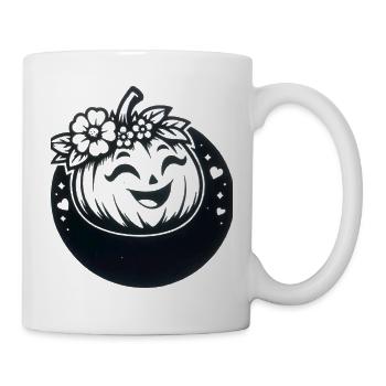 friendly pumpkin with flowers - Mug - white - Right