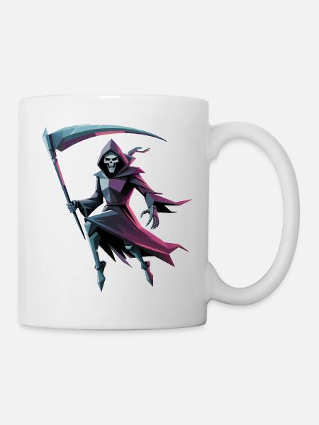 Death Reaper - Cooles Low-Poly-Logo - Tasse - Weiß