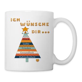 Christmas Wish, Peace, Health, Happiness - Mug - white - Right