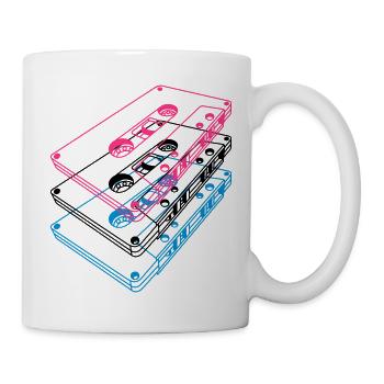 Kassetten 3D – Retro Mixtape Vintage Perspektive - Tasse - Weiß - Rechts