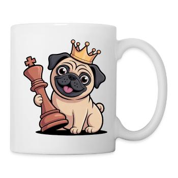 Drôle de carlin jouant aux échecs Cartoon King - Mug blanc - blanc - Droite