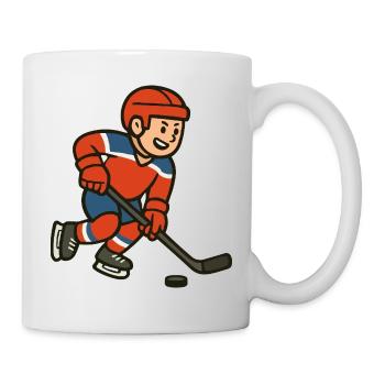 Eishockey Cartoon Junge im Spiel - Tasse - Weiß - Rechts