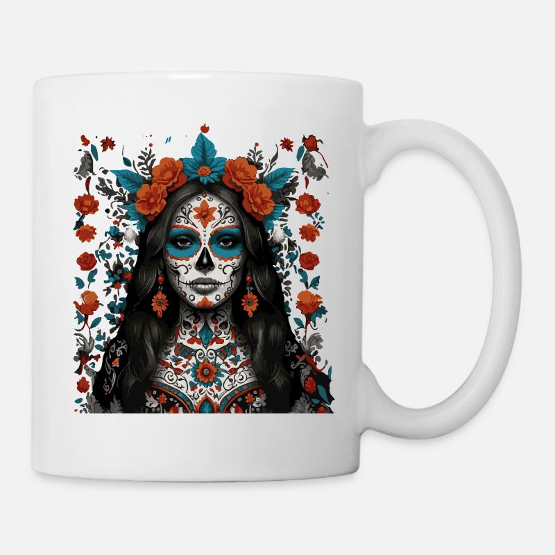 Sugar Skull Floral Queen - Mug - white