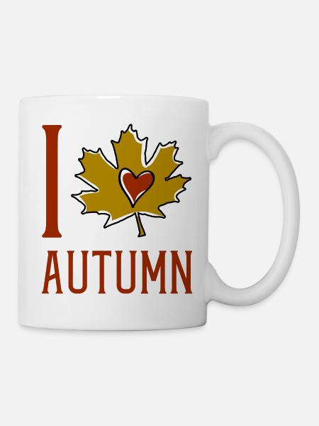 Herbstblatt Herzmotiv - Tasse - Weiß