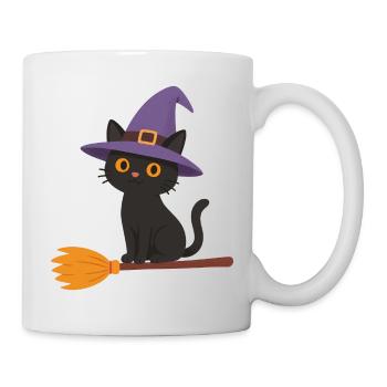 Hexe auf Besen - Tasse - Weiß - Rechts