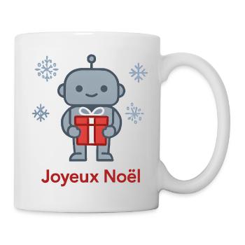 Robot de Noël au Cadeau Rouge - Mug blanc - blanc - Droite