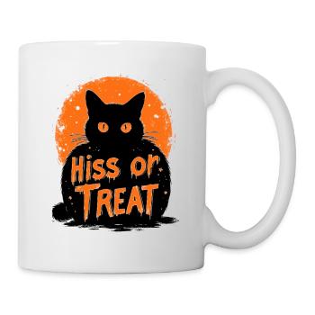 Hiss or Treat – Lustiges Halloween Katzenmotiv - Tasse - Weiß - Rechts