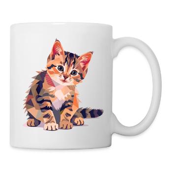 Bunte Geometrische Katzenillustration Modern - Tasse - Weiß - Rechts