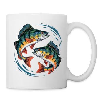 Zwei springende Barsche - Tasse - Weiß - Rechts