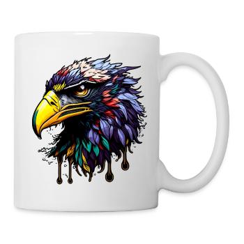Bunter Adler mit hellen Federn - Tasse - Weiß - Rechts