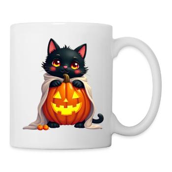 Halloween Cat with Halloween Pumpkin - Mug - white - Right