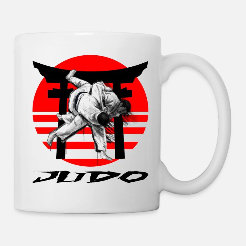 Judo Noir et Blanc dans le cercle rouge - Mug blanc - blanc
