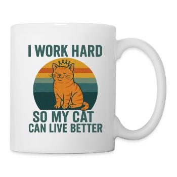 Katze königlich im Retro Sonnenuntergang - Tasse - Weiß - Rechts