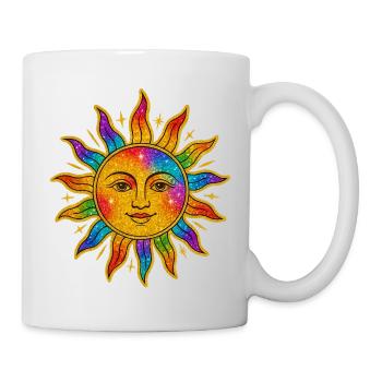 Sonne im Regenbogen-Glitzer - Tasse - Weiß - Rechts
