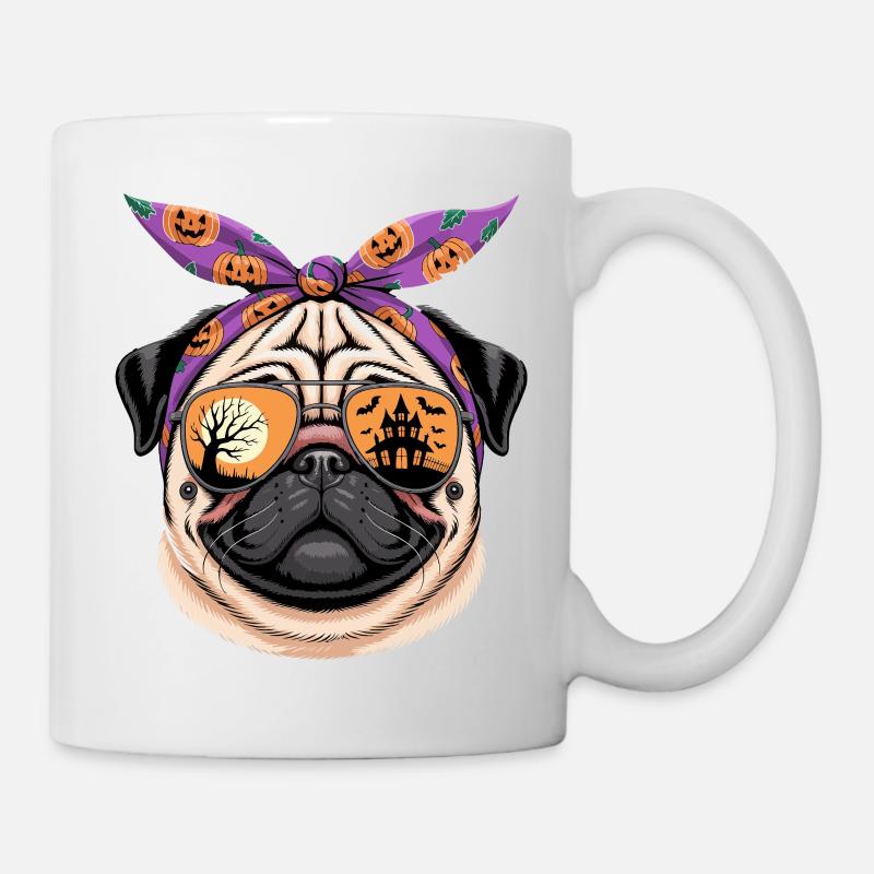 Pug Halloween Sunglass Bandana - Mug - white
