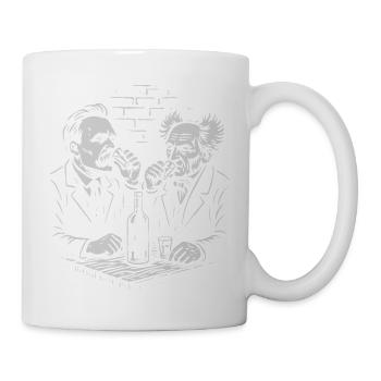 Nietzsche and Schopenhauer drinking vodka in a pub - Mug - white - Right