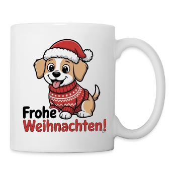 Weihnachtshund – Frohe Weihnachten! - Tasse - Weiß - Rechts
