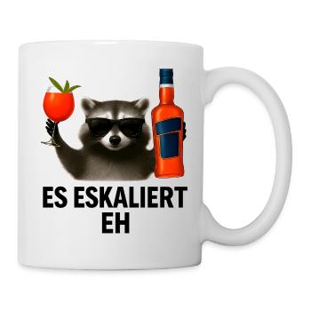 Es Eskaliert Eh Waschbär Spritz Party Geschenkidee - Tasse - Weiß - Rechts