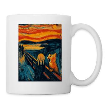 Halloween Katze – Kunstmotiv im Van Gogh Stil - Tasse - Weiß - Rechts