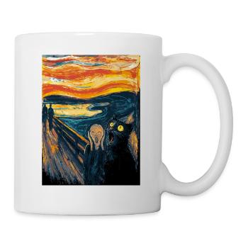 Halloween Katze – Kunstmotiv im Van Gogh Stil - Tasse - Weiß - Rechts