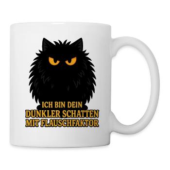 Dunkler Schatten mit Flauschfaktor – Katze - Tasse - Weiß - Rechts