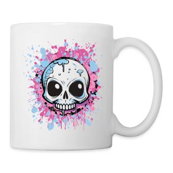 Neon Splatter Schädel Kunst - Tasse - Weiß - Rechts