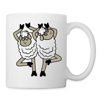 Schaf Paar Verärgert Gestört Baum Pose Yoga Rempel - Mug - white - Right