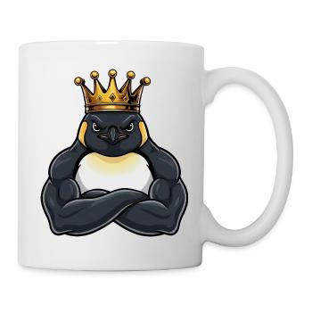 fort pingouin roi dessin animé fitness portrait - Mug blanc - blanc - Droite
