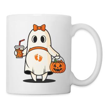 Halloween Fantôme enceinte avec sac citrouille - Mug blanc - blanc - Droite