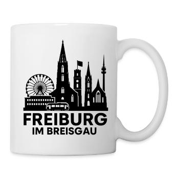 Freiburg im Breisgau Wahrzeichen Stadt Silhouette - Tasse - Weiß - Rechts