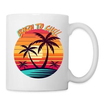 Born to Chill – Retro Sonnenuntergang - Tasse - Weiß - Rechts
