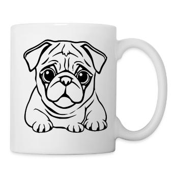 personalisiertes Mops Hunde T-shirt Geschenk - Tasse - Weiß - Rechts