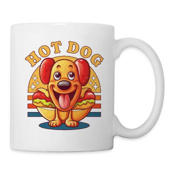 Hot Dog Hund Wurst Fast Food Wortwitz Lustig Humor - Tasse - Weiß - Rechts