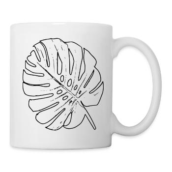 Contour de la feuille de Monstera - Mug blanc - blanc - Droite