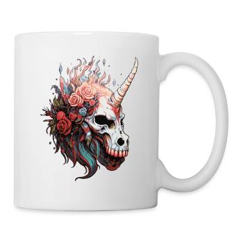 Unicorn Skull with Flowers - Mug - white - Right